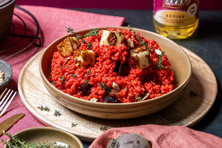 Sült céklás rizottó grillsajttal