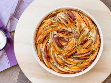 Sütőtökös krumplis gratin