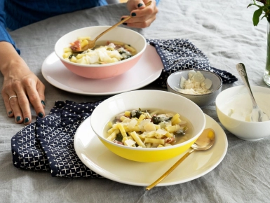 Zöldbabos burgonyaleves sonkával