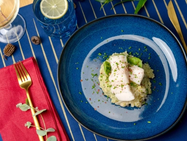 Tőkehalfilé konfitált édesköménnyel és spenótos krumplipürével