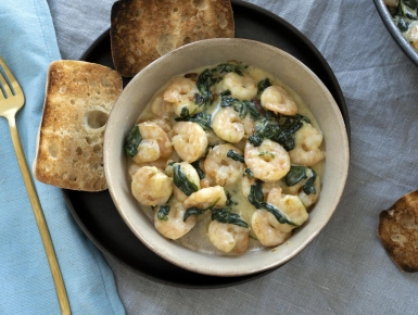 Fokhagymás-spenótos garnéla